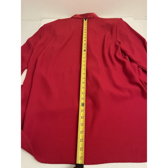 Worthington PLUS Size 18W Red Satin Trim Button Down Tunic Blouse Holiday Form - Picture 8 of 8